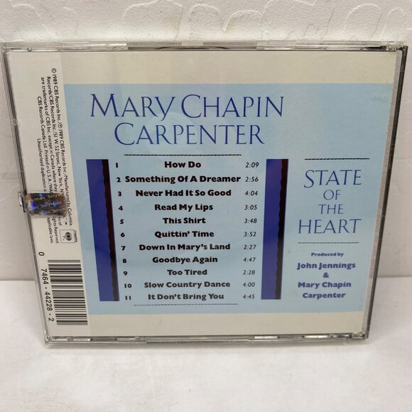 Vintage Mary Chapin Carpenter State Of The Heart Album CD Jewel Case 11 Tracks - Picture 4 of 5